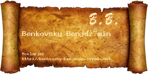 Benkovsky Benjámin névjegykártya